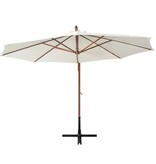 VidaXL Zweefparasol met houten paal 350 cm wit
