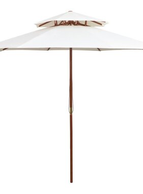 VidaXL Dubbeldekker parasol 270x270 cm houten paal crèmewit