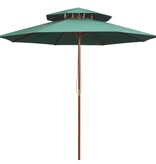 VidaXL Dubbeldekker parasol 270x270 cm houten paal groen