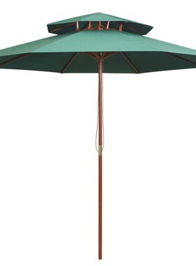 VidaXL Dubbeldekker parasol 270x270 cm houten paal groen