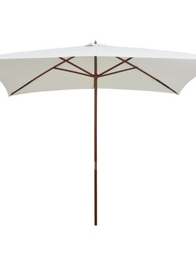 VidaXL Parasol met houten paal 200x300 cm crèmewit