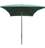 VidaXL Parasol met houten paal 200x300 cm groen