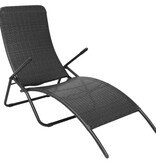 VidaXL Inklapbaar ligbed poly rattan zwart