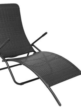 VidaXL Inklapbaar ligbed poly rattan zwart