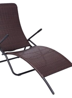 VidaXL Inklapbaar ligbed poly rattan bruin