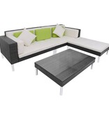 VidaXL 4-delige Loungeset met kussens poly rattan zwart