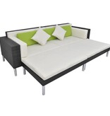 VidaXL 4-delige Loungeset met kussens poly rattan zwart