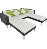 VidaXL 4-delige Loungeset met kussens poly rattan zwart