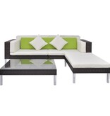 VidaXL 4-delige Loungeset met kussens poly rattan bruin