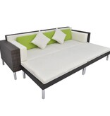 VidaXL 4-delige Loungeset met kussens poly rattan bruin