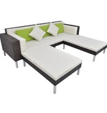 VidaXL 4-delige Loungeset met kussens poly rattan bruin