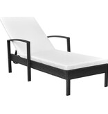 VidaXL Ligbed met kussen poly rattan zwart