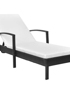 VidaXL Ligbed met kussen poly rattan zwart