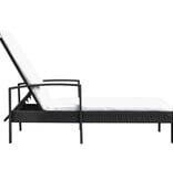 VidaXL Ligbed met kussen poly rattan zwart
