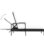 VidaXL Ligbed met kussen poly rattan zwart