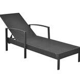 VidaXL Ligbed met kussen poly rattan zwart