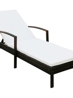 VidaXL Ligbed met kussen poly rattan bruin
