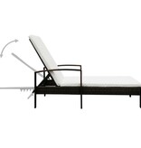 VidaXL Ligbed met kussen poly rattan bruin