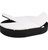 VidaXL Loungebed met kussen poly rattan zwart
