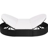 VidaXL Loungebed met kussen poly rattan zwart