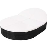 VidaXL Loungebed met kussen poly rattan zwart
