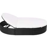 VidaXL Loungebed met kussen poly rattan zwart