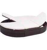 VidaXL Loungebed met kussen poly rattan bruin