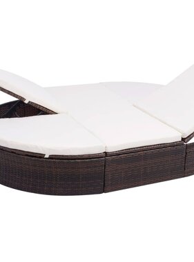 VidaXL Loungebed met kussen poly rattan bruin