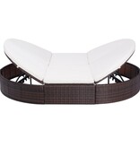 VidaXL Loungebed met kussen poly rattan bruin