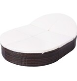 VidaXL Loungebed met kussen poly rattan bruin