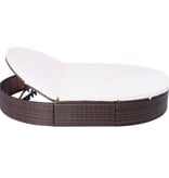 VidaXL Loungebed met kussen poly rattan bruin