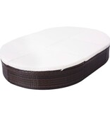 VidaXL Loungebed met kussen poly rattan bruin