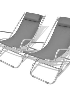 VidaXL Terrasstoelen verstelbaar 2 st staal grijs