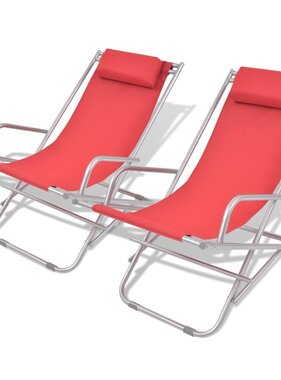 VidaXL Terrasstoelen verstelbaar 2 st staal rood