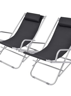 VidaXL Terrasstoelen verstelbaar 2 st staal zwart