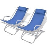 VidaXL Terrasstoelen verstelbaar 2 st staal blauw