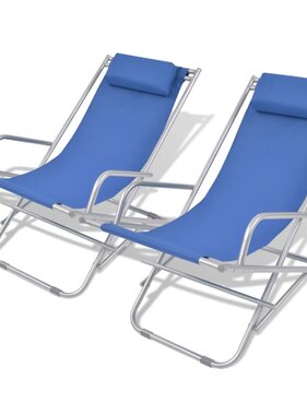 VidaXL Terrasstoelen verstelbaar 2 st staal blauw