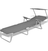VidaXL Ligbed met luifel staal grijs