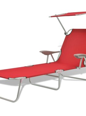 VidaXL Ligbed met luifel staal rood
