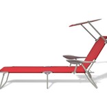VidaXL Ligbed met luifel staal rood