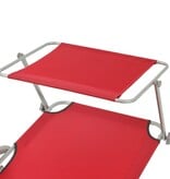 VidaXL Ligbed met luifel staal rood