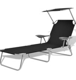 VidaXL Ligbed met luifel staal zwart