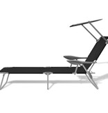 VidaXL Ligbed met luifel staal zwart