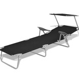 VidaXL Ligbed met luifel staal zwart