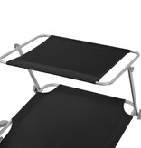 VidaXL Ligbed met luifel staal zwart