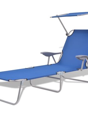 VidaXL Ligbed met luifel staal blauw