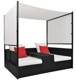 VidaXL Tuinbed met luifel 190x130 cm poly rattan zwart