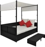 VidaXL Tuinbed met luifel 190x130 cm poly rattan zwart
