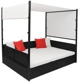 VidaXL Tuinbed met luifel 190x130 cm poly rattan zwart