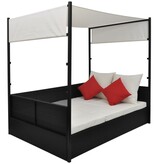 VidaXL Tuinbed met luifel 190x130 cm poly rattan zwart